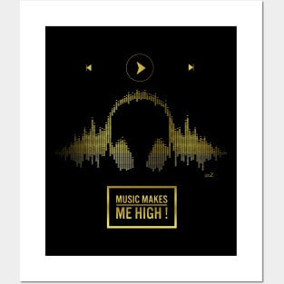 Night music gold Posters and Art